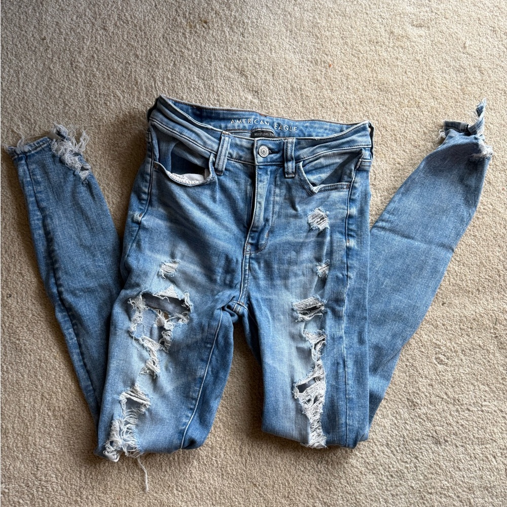 American Eagle Outfitters Ne(x)t Level Stretch Blue Jeans Vintage Distressed